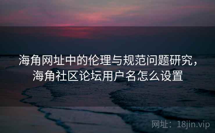 海角网址中的伦理与规范问题研究,海角社区论坛用户名怎么设置